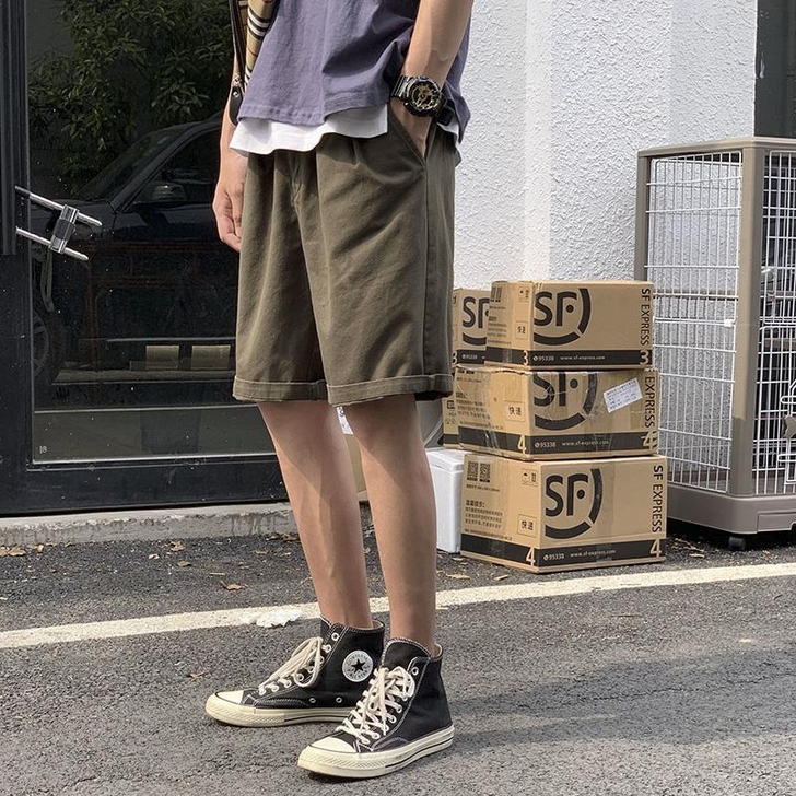 裤子男士夏季新款韩版潮流工装宽松休闲短裤复...