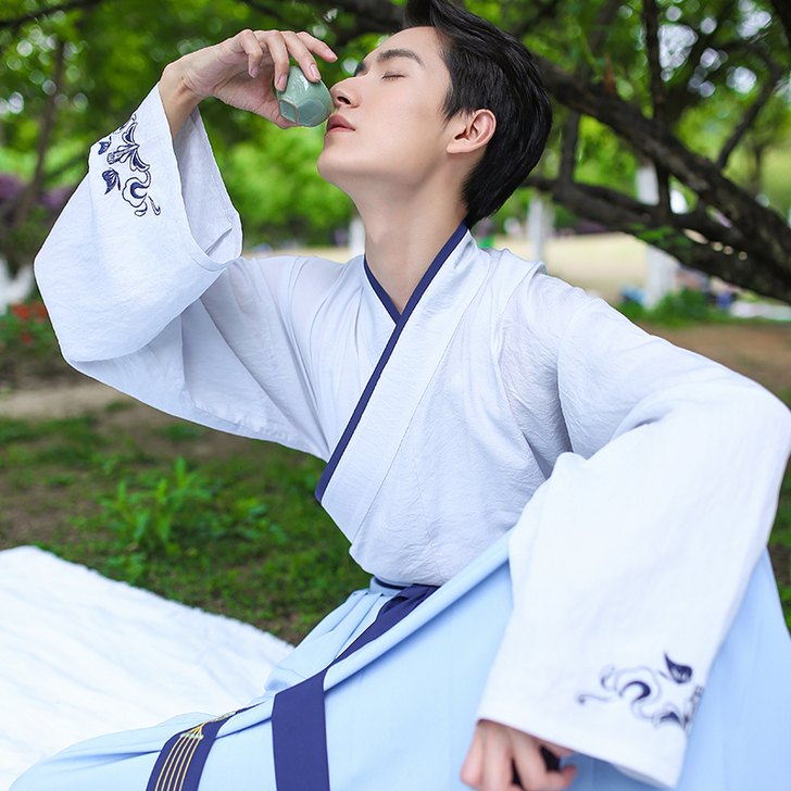重回汉唐 锦瑟 原创传统日常汉服男绣花交领...