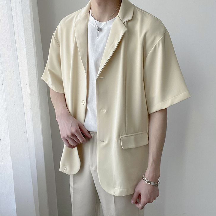 ZPZ轻熟韩风宽松短袖小西装 男士春夏季薄...