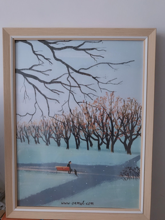卤猫壁画，化纤油画布，30*40cm