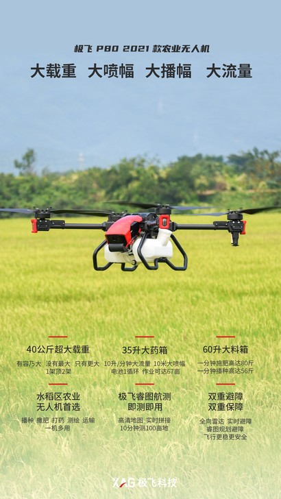 极飞p80，40公斤大载重，精准飞行，自动...
