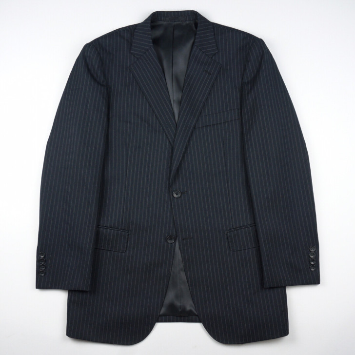 vintage西装日本中古羊毛男西服藏蓝色...
