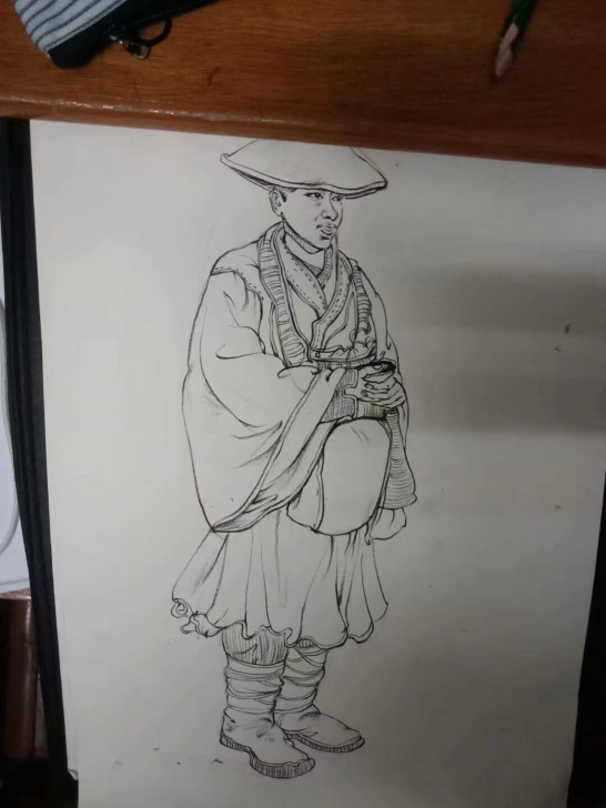 素描速写作品 ，未完成稿，ke代