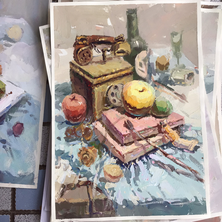 出一些囤积的画，以下是之前的专业作品。四张...