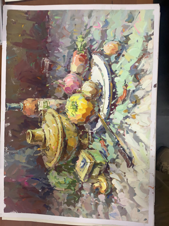 水粉静物4开示范作品，卡纸作画，方便保存，...