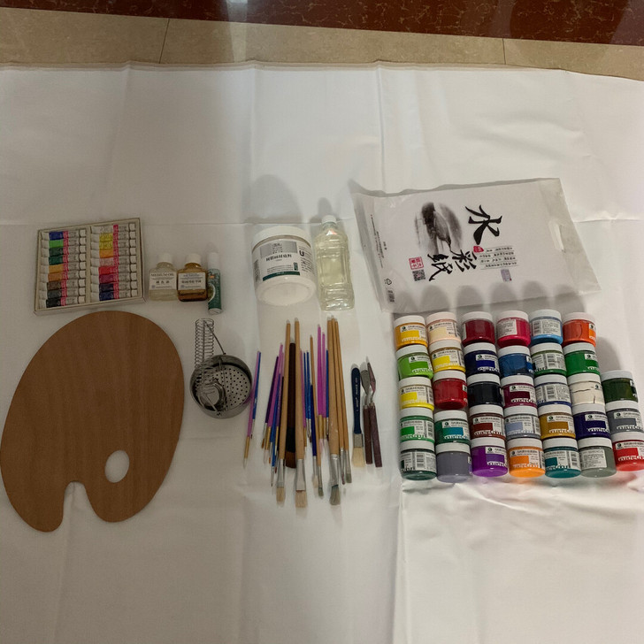 画画用品打包，油画布、画板、画笔、水彩颜料...