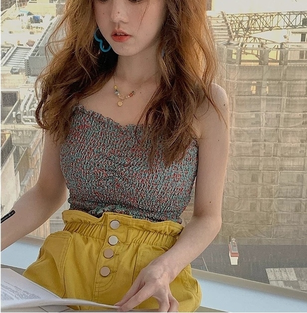 小野智恩 小碎花雪纺背心吊带女修身2020...