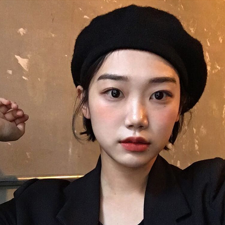 侧面cm羊毛黑色贝雷帽女秋冬百搭英伦复古画...