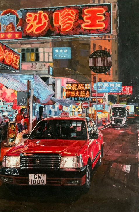 丙烯画作品。四开左右大小,油画布作画