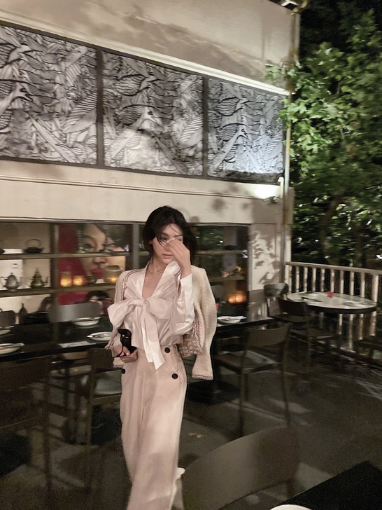 Wuuus 白色高腰阔腿裤女秋冬宽松束腰垂...