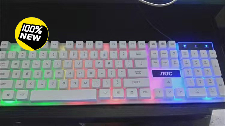 AOC机械手感键盘电脑台式笔记本通用有线U...