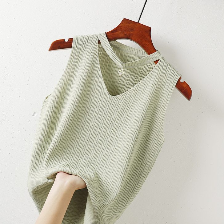 冰丝吊带背心女内搭潮无袖打底短款针织春夏季...