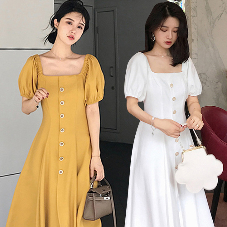 长裙女夏桔梗法式小众收腰显瘦气质裙子仙气超...