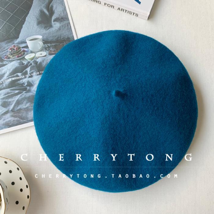 石原里美同款贝雷帽澳洲羊毛画家帽子英伦复古...