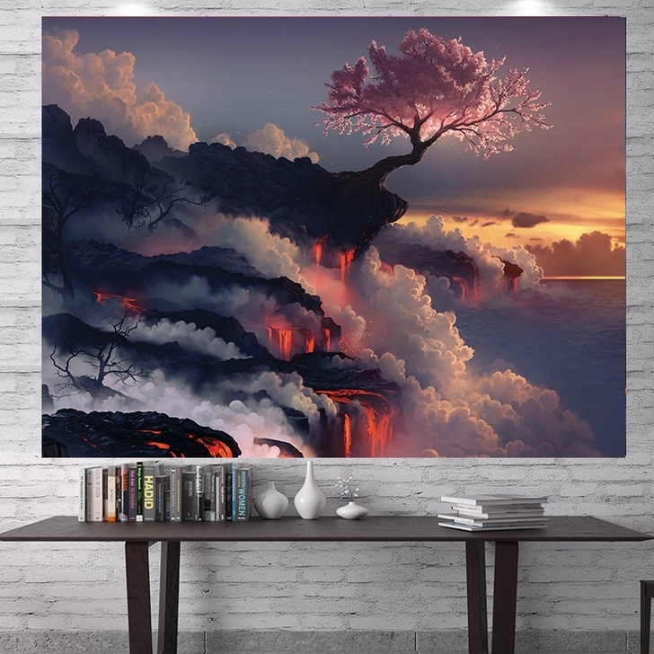 日落风景背景布ins挂布墙布卧室床头装饰出...