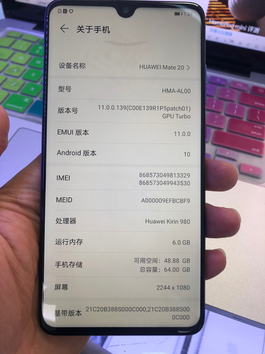 华为 mate 20 6+64g 外观99...