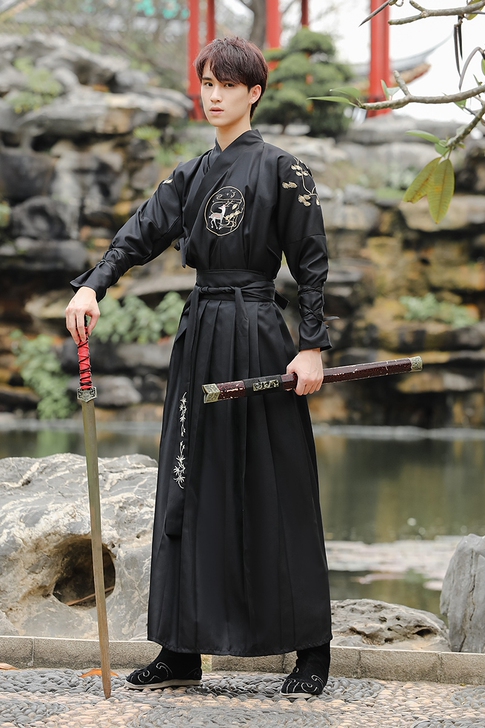 古装男汉服侠客书生演出服毕业拍照班服古代唐...