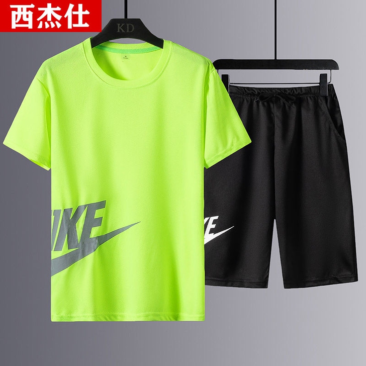 短袖套装男士t恤夏季薄款速干短裤休闲运动两...