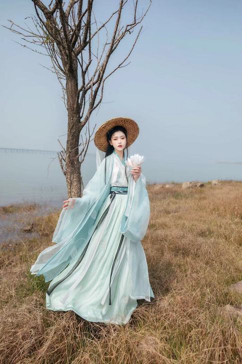 宴山亭原创传统汉服男女款【青君】交领大袖齐...