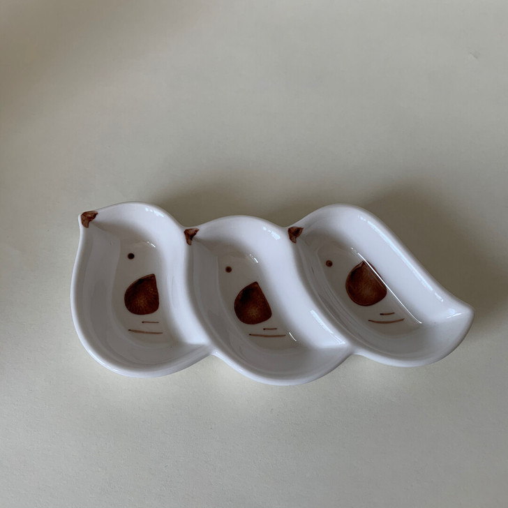 陶瓷小鸟三格碟调色盘