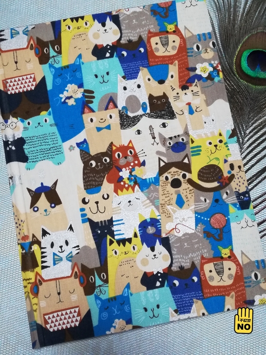 B5猫咪图案18K布艺手账本速写本手工布面...