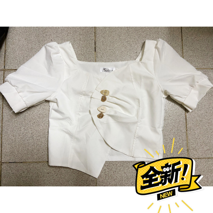 上衣女夏季设计感小众气质短款白衬衫女士新款...