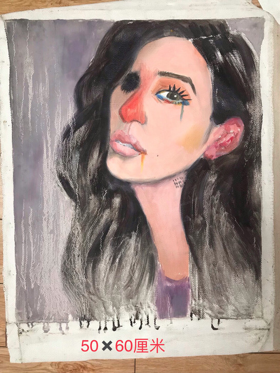 纯手工油画，大小为5060厘米，只有油画布...