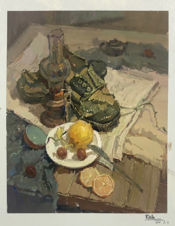 色彩，高考广东色彩作品，4开水粉画成品，签...