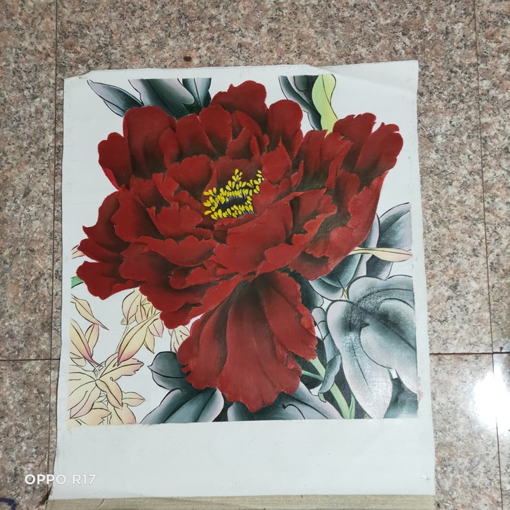 牡丹花丙烯油画布手绘，尺寸0.47##am...