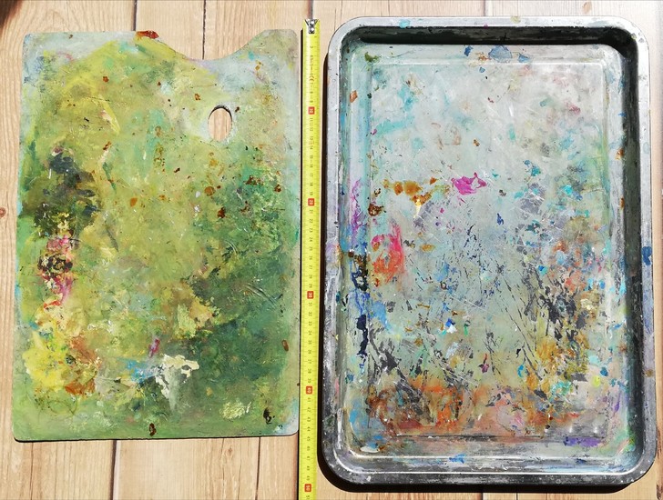 油画.丙烯调色盘.两个一共30元:1是纯钢...