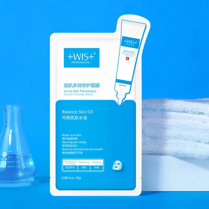 WIS痘肌多效修护面膜补水保湿淡痘印控油清...