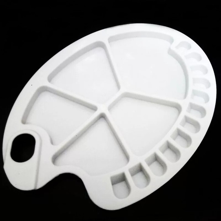 调色盘国画水粉水彩油画丙烯画画专用塑料碟椭...