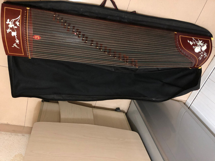 翔声贝雕古筝 红木的 大概买了十年 没怎么...