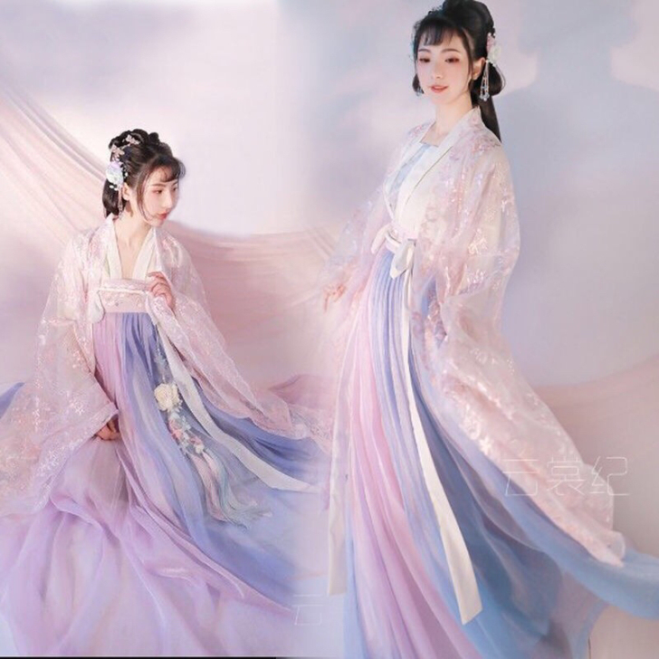 【新货清仓】包邮春樱汉服女襦裙齐胸齐腰套装...