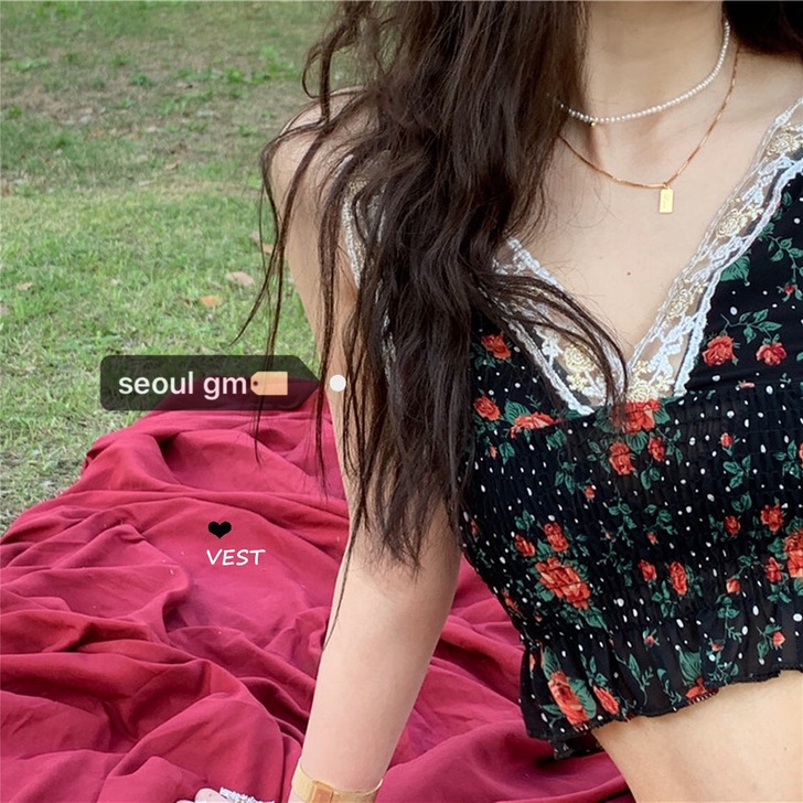SEOUL韩风chic度假泫雅风洋气碎花小...