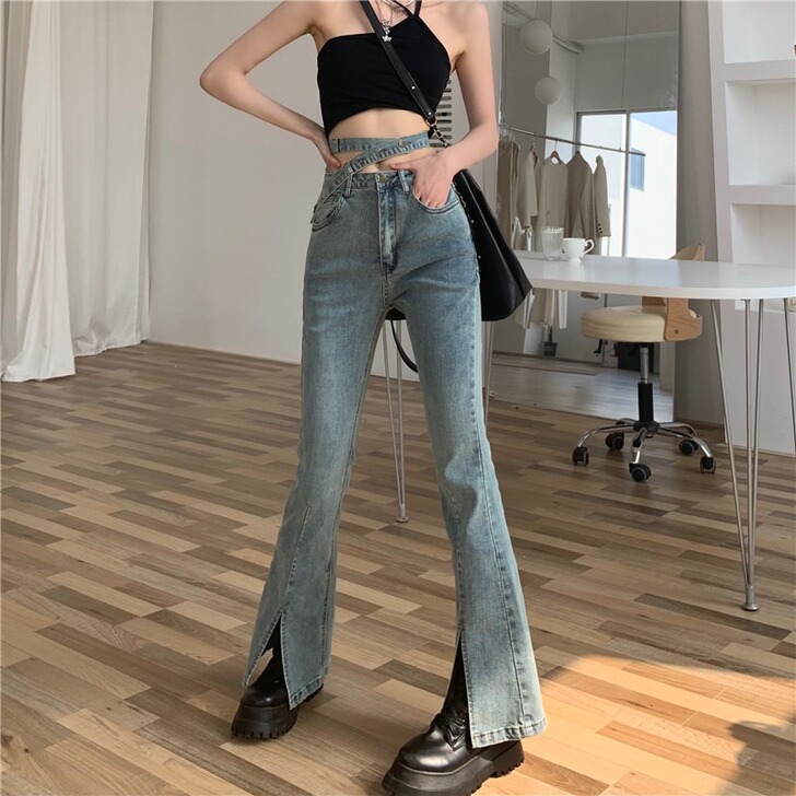 牛仔裤 喇叭牛仔裤 微喇牛仔裤 只试穿了一...