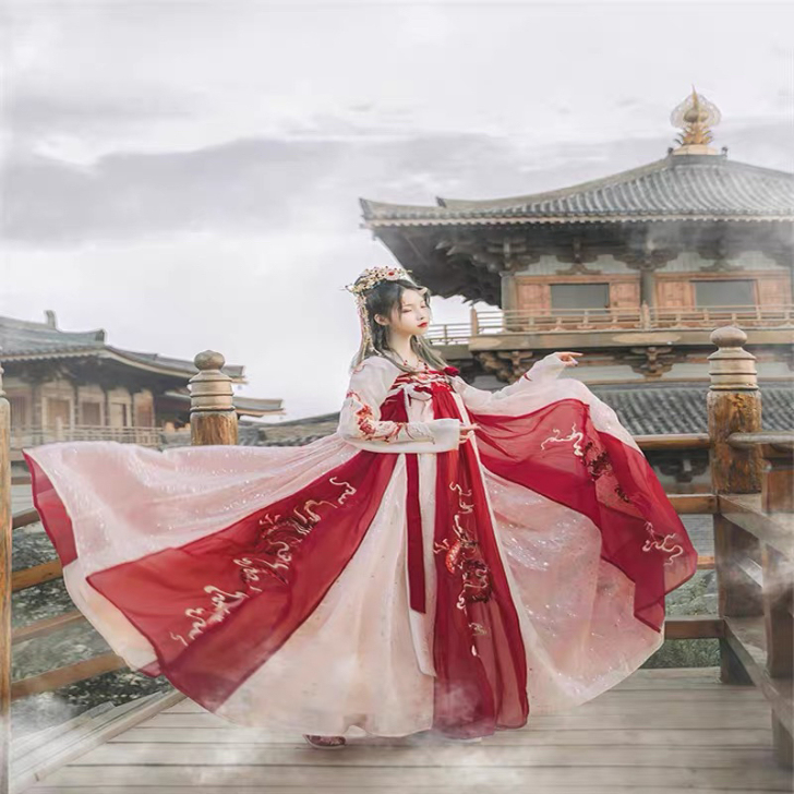 汉尚华莲龙母原创汉服女齐胸襦大摆龙纹刺绣现...