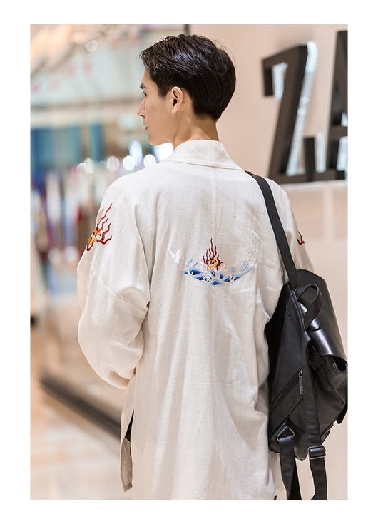 求购重回汉唐沧海火珠汉服男绣花褙子外套，白...