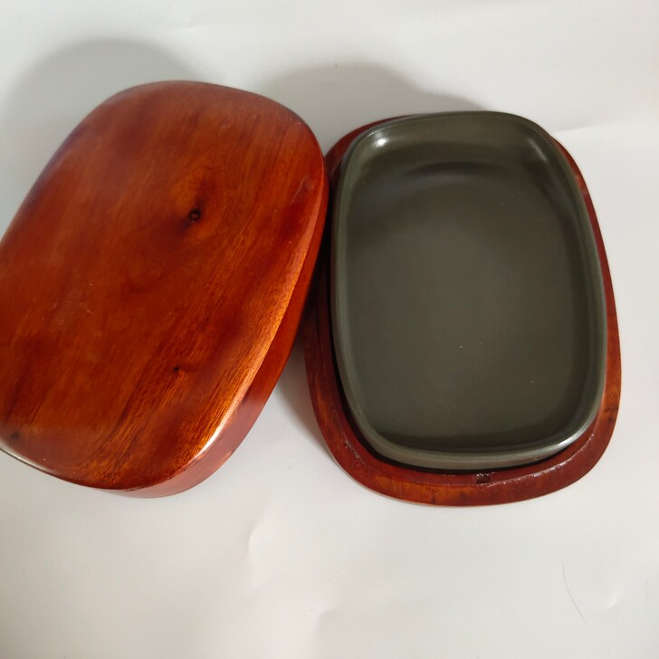 高端精品带樟木盒长方素砚台 原石歙砚歙砚精...