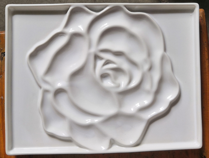 玫瑰花,方形,陶瓷,乳白色水彩调色盘。