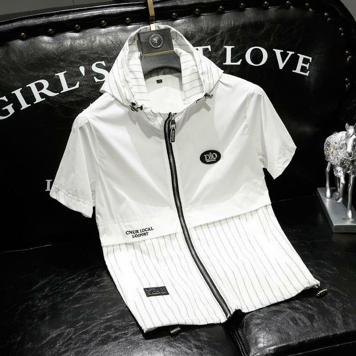 欧洲站021夏季新款短袖男时尚青春潮流带帽...