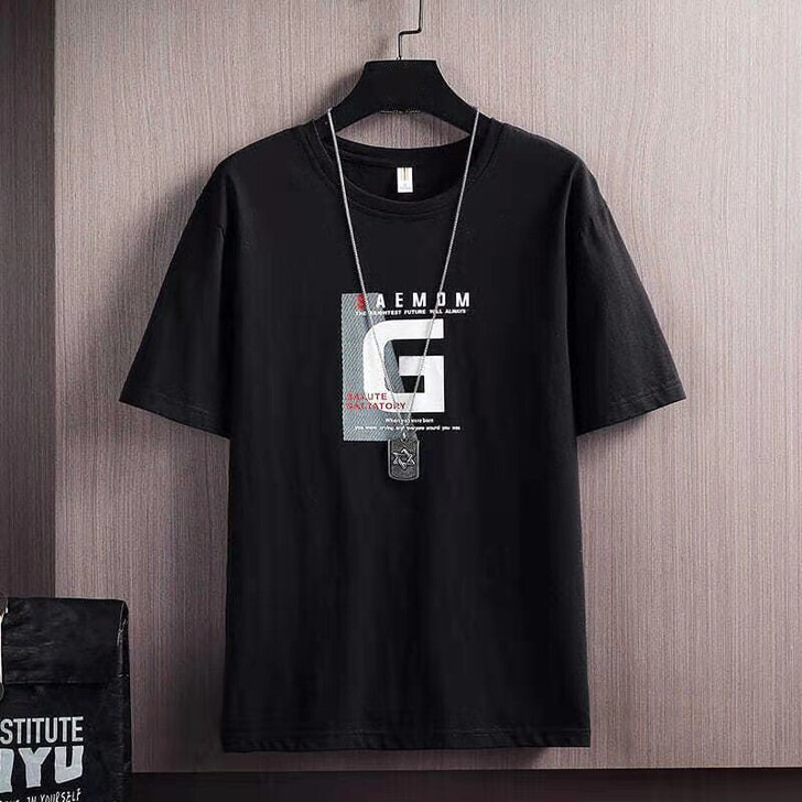 【特价】夏季圆领t恤男短袖纯棉宽松潮牌印花...