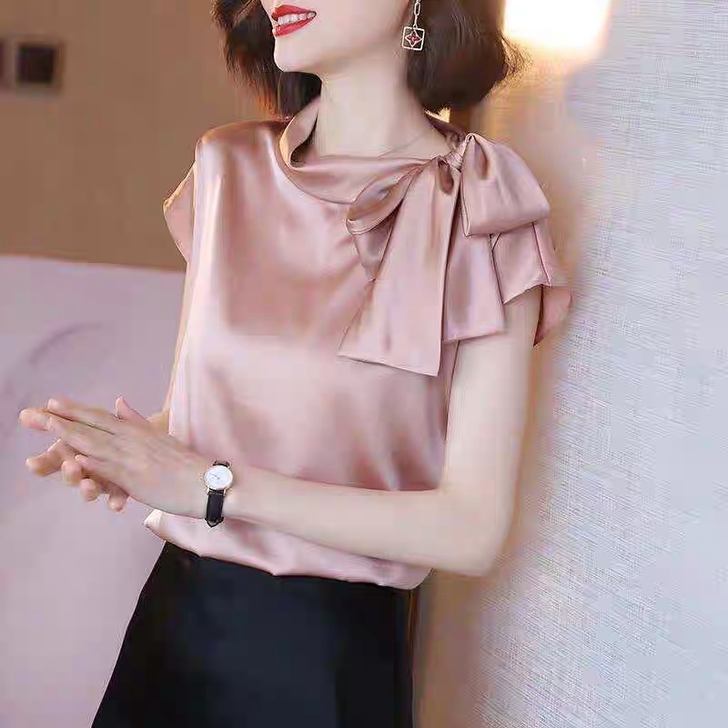 出口订单取消清仓亏本出 高端缎面衬衫女设计...