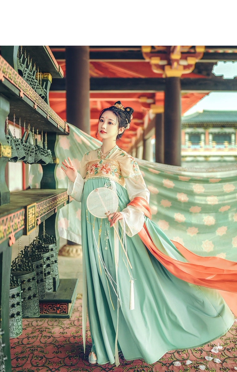 汉尚华莲时锦改良汉服女正品原创齐胸衫裙日常...