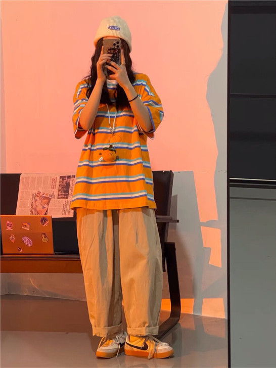 银河罐头/春秋日系复古工装裤宽松bf直筒裤...
