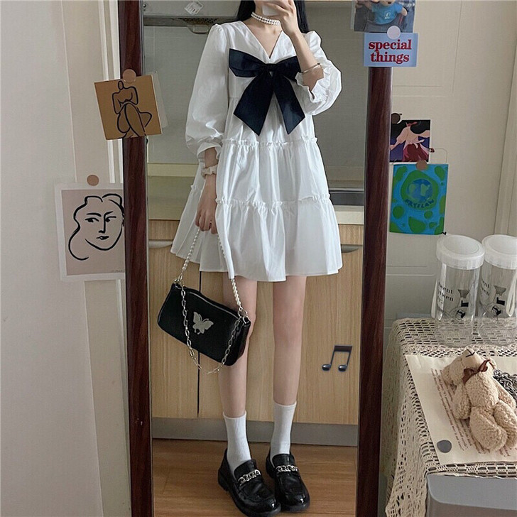 设计感小众泡泡袖连衣裙女2021年夏季新款...