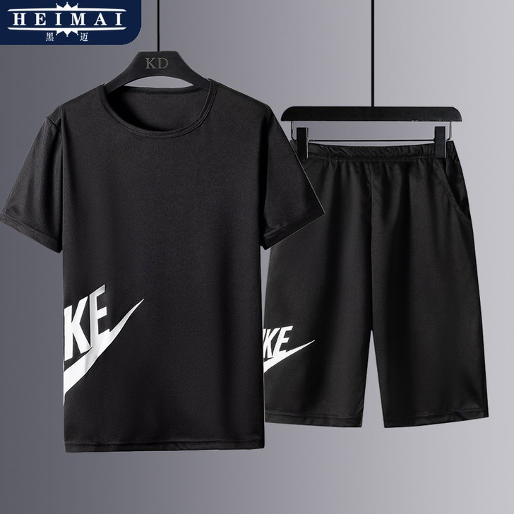 店铺转让，全新 短袖短裤套装男士夏季薄款速干t恤冰丝休闲运动