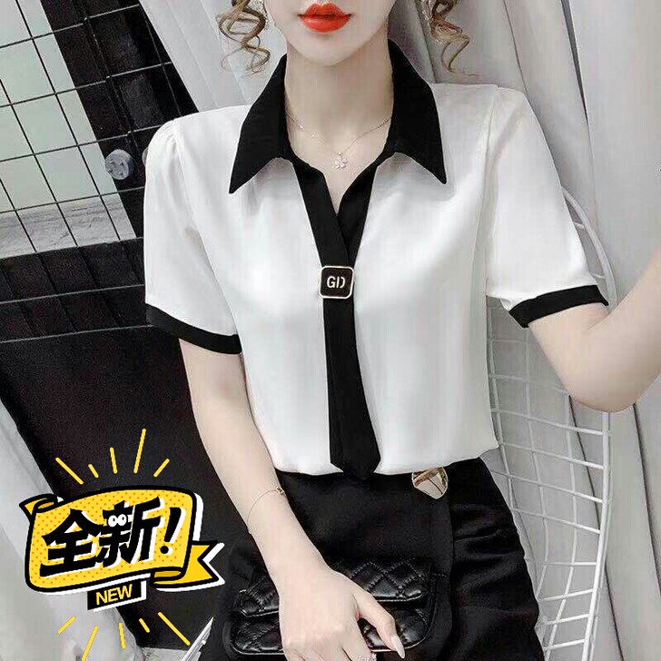 字母印花衬衫女设计感小众2021夏季新款气...