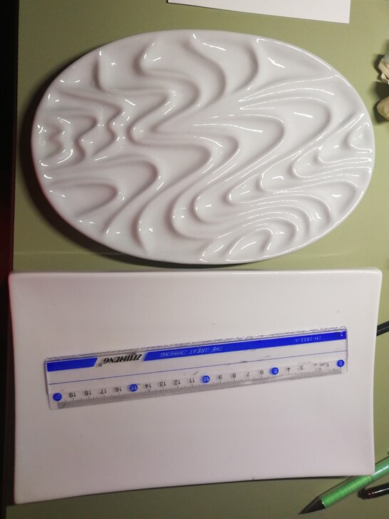 水彩陶瓷小波浪调色盘仿瓷调色盘