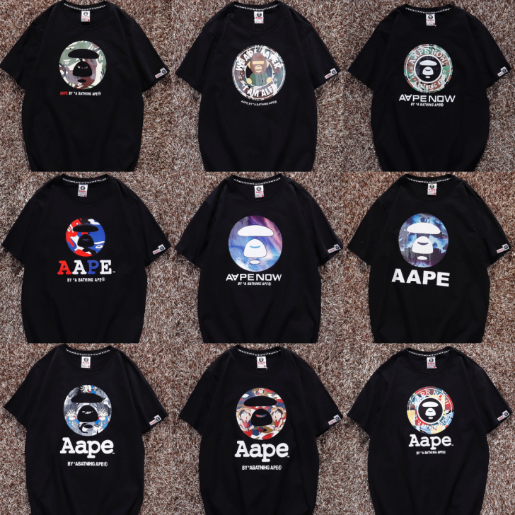 aape猿人头潮牌联名新款迷彩字母印花纯棉...